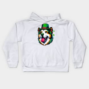 Central Asian Shepherd Dog Celebrates Saint Patrick's Day Kids Hoodie